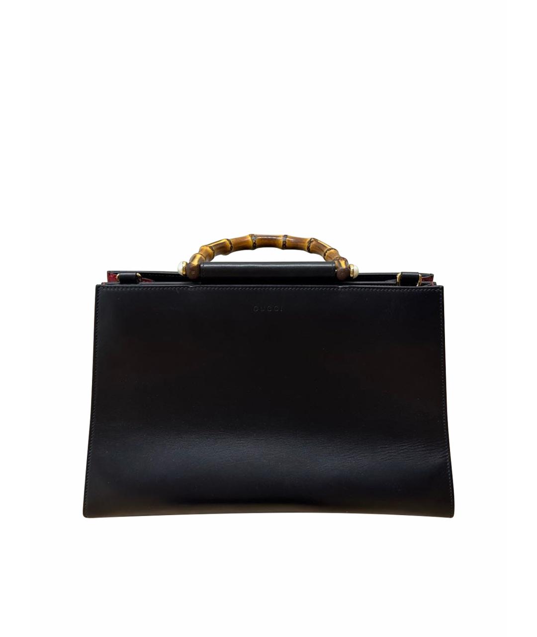 GUCCI Черная кожаная сумка тоут, фото 1