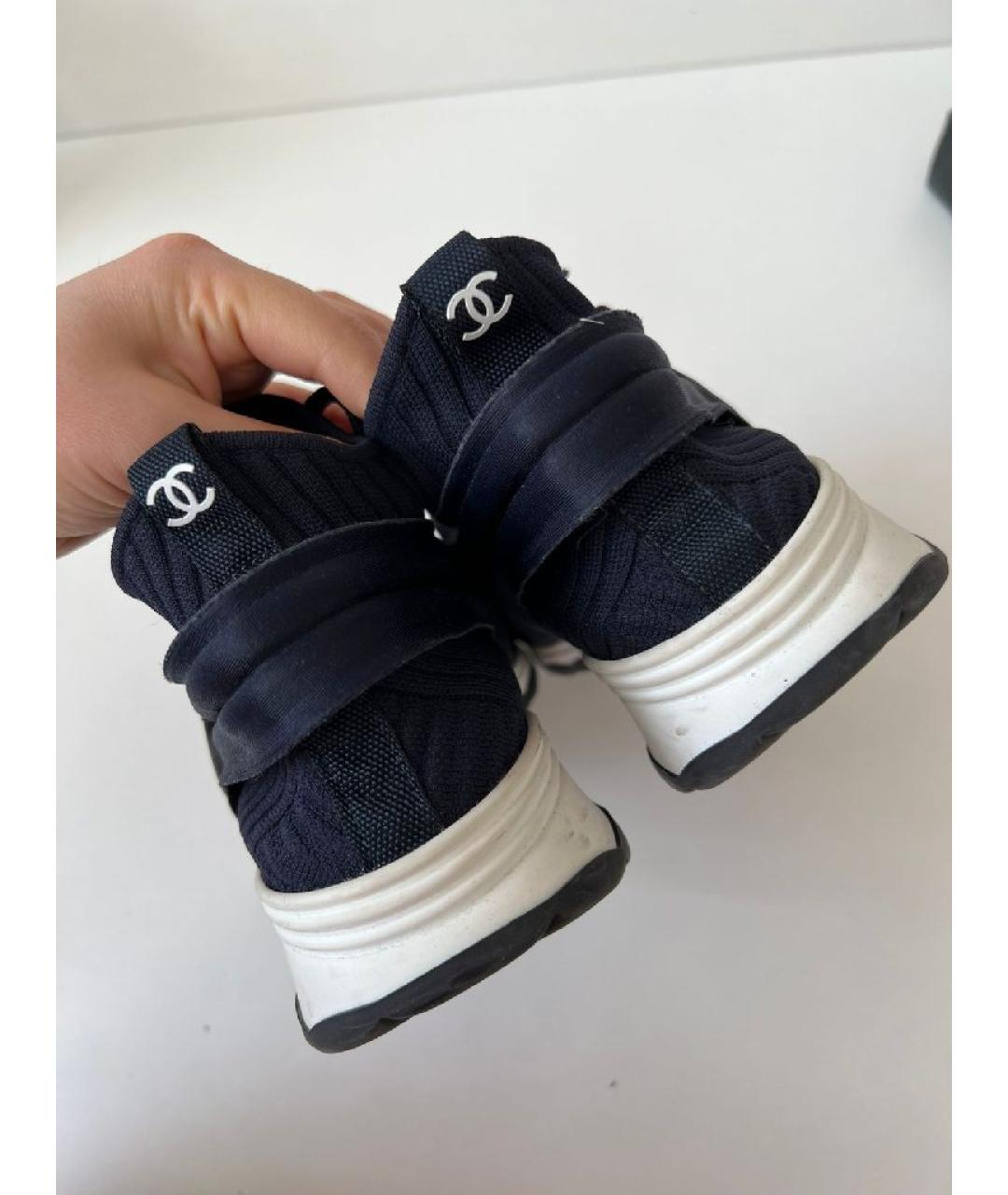 CHANEL Темно-синие текстильные кроссовки, фото 5
