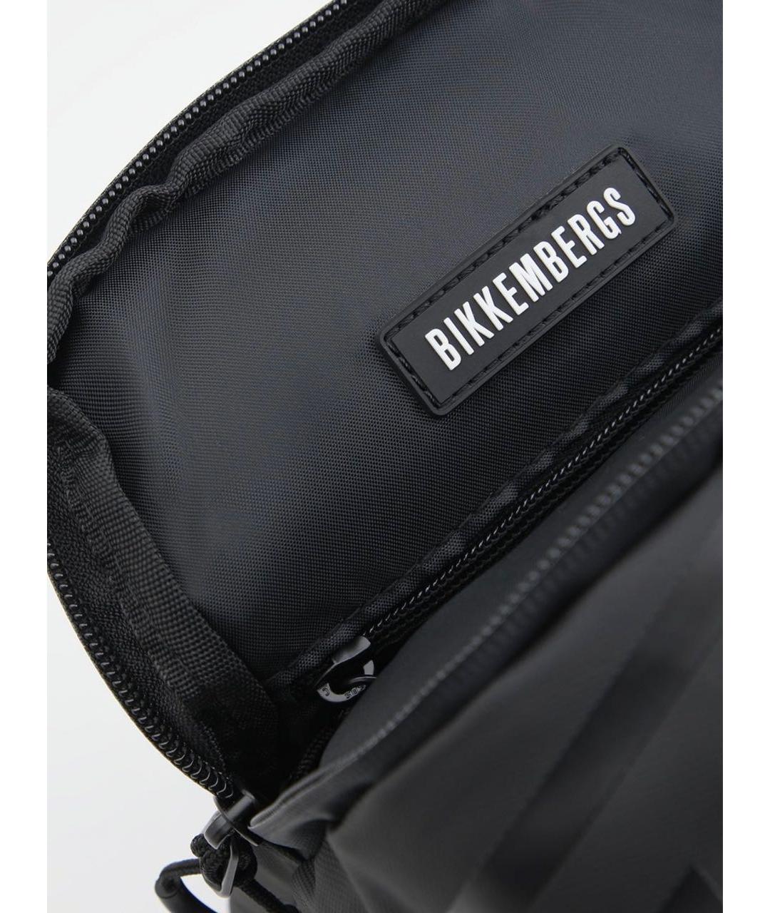 BIKKEMBERGS Антрацитовая тканевая сумка на плечо, фото 3