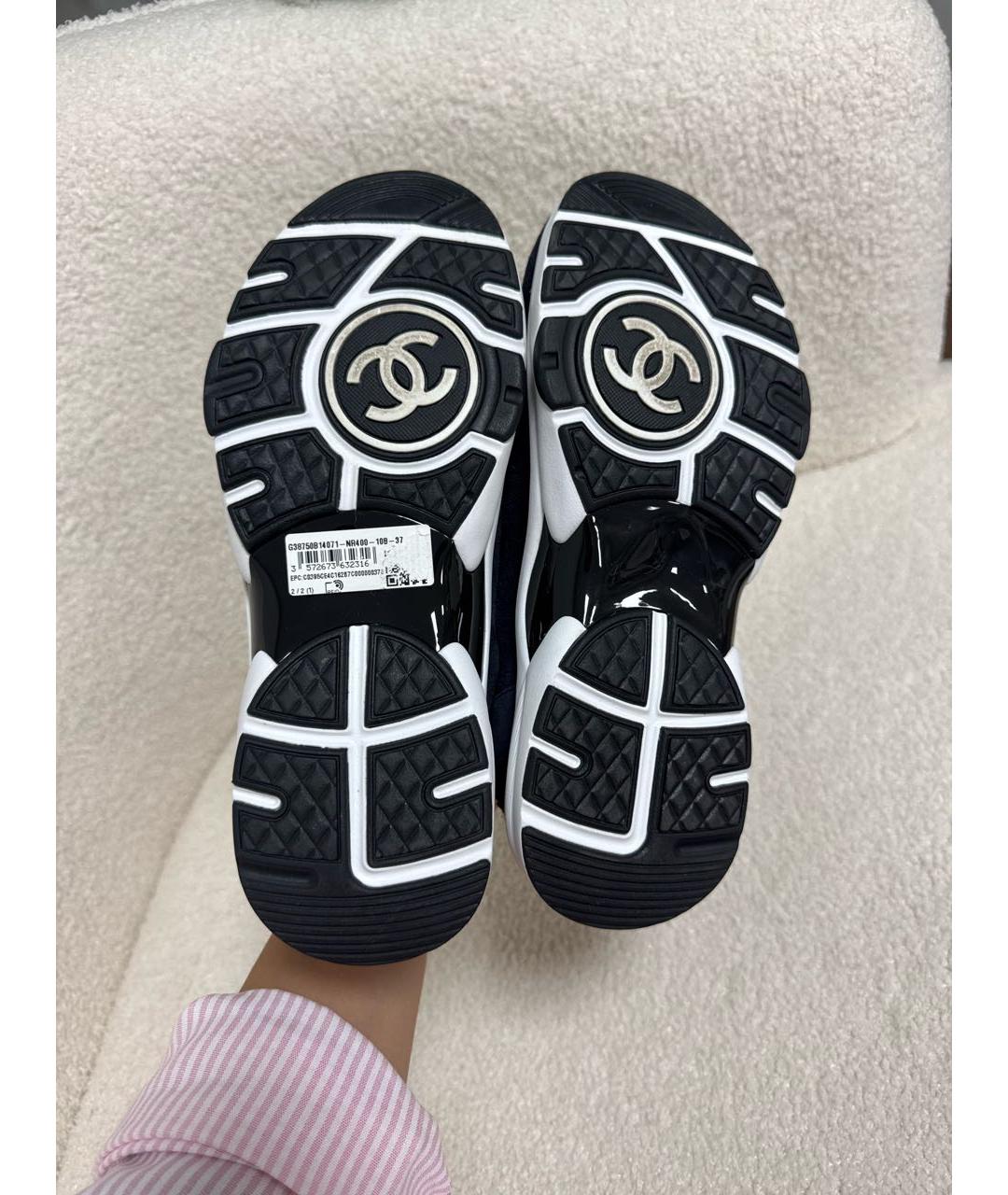 CHANEL Темно-синие текстильные кроссовки, фото 6