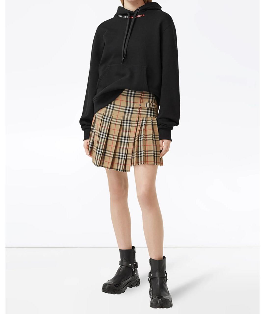 BURBERRY Бежевая шерстяная юбка мини, фото 5