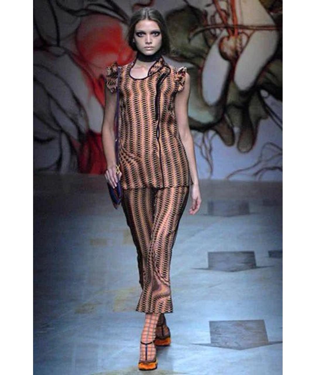 PRADA Мульти шелковые прямые брюки, фото 8