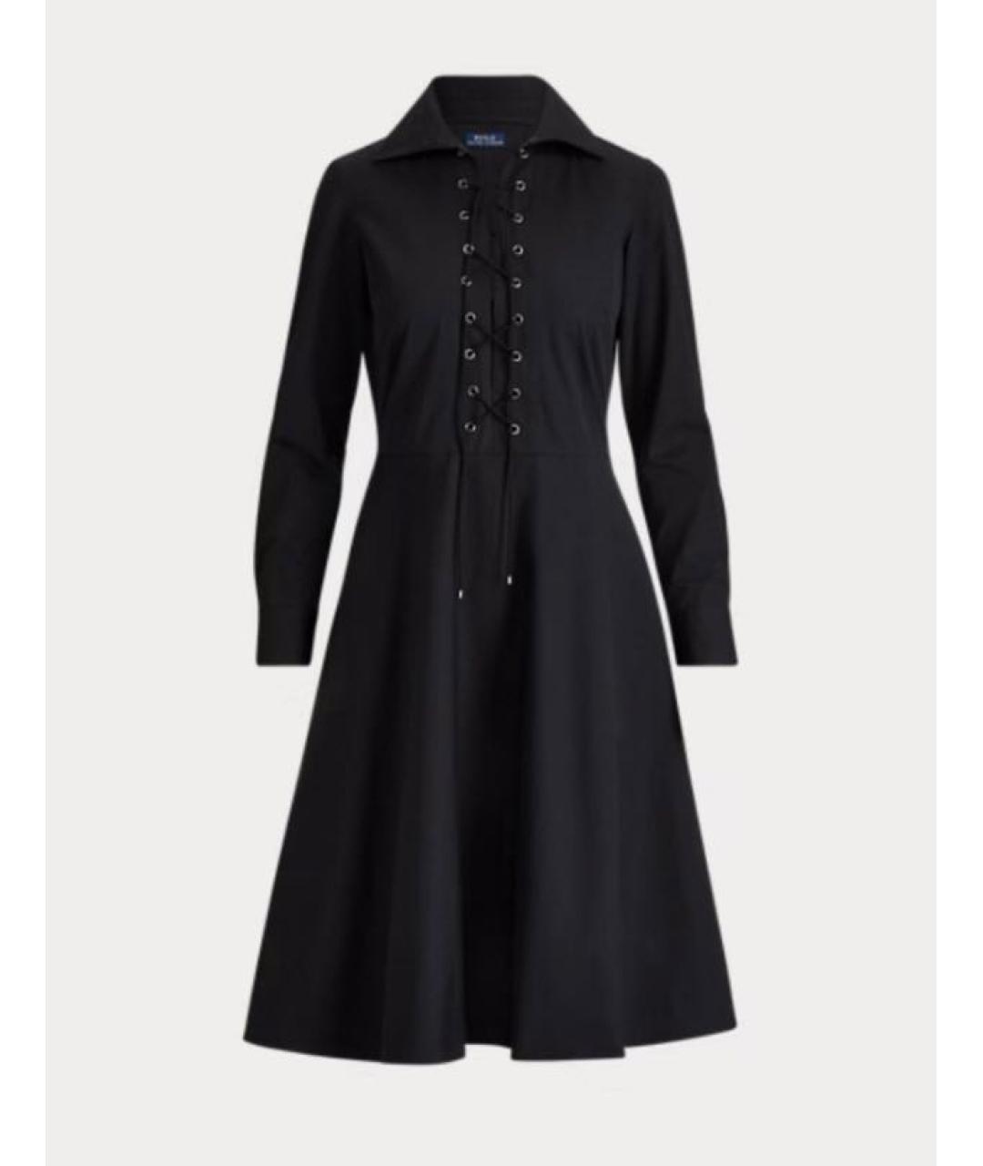 POLO RALPH LAUREN Черное хлопковое повседневное платье, фото 9