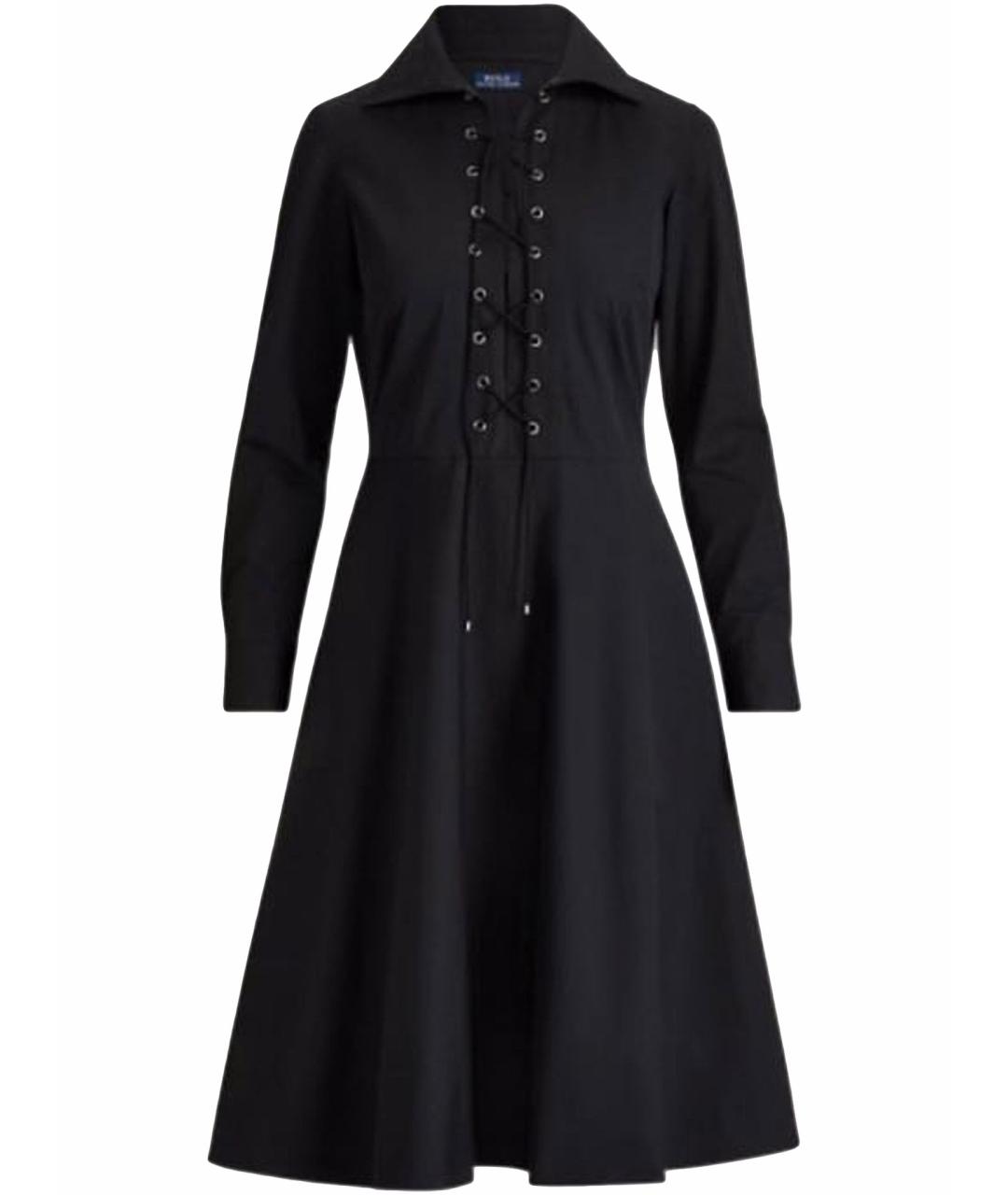 POLO RALPH LAUREN Черное хлопковое повседневное платье, фото 1
