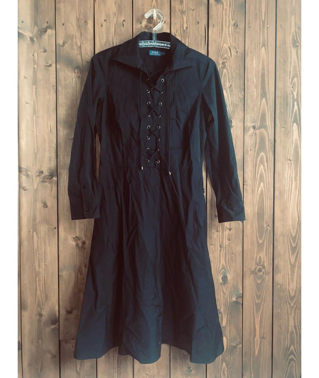 POLO RALPH LAUREN Черное хлопковое повседневное платье, фото 2
