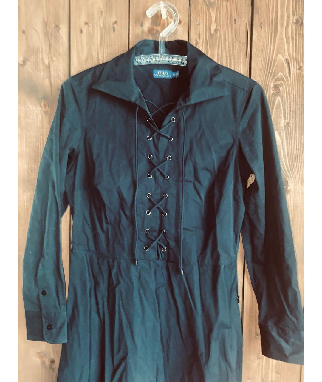 POLO RALPH LAUREN Черное хлопковое повседневное платье, фото 5
