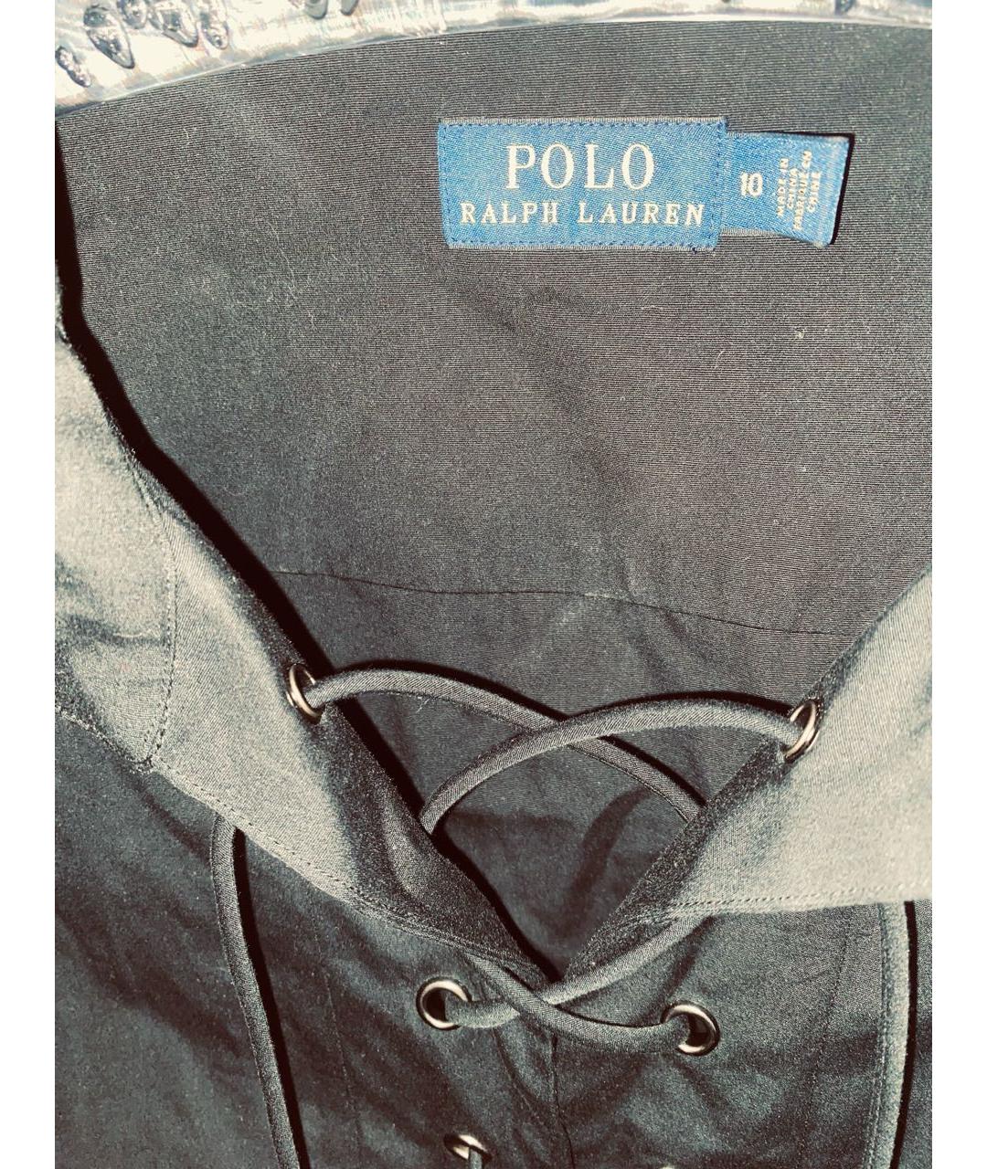 POLO RALPH LAUREN Черное хлопковое повседневное платье, фото 4
