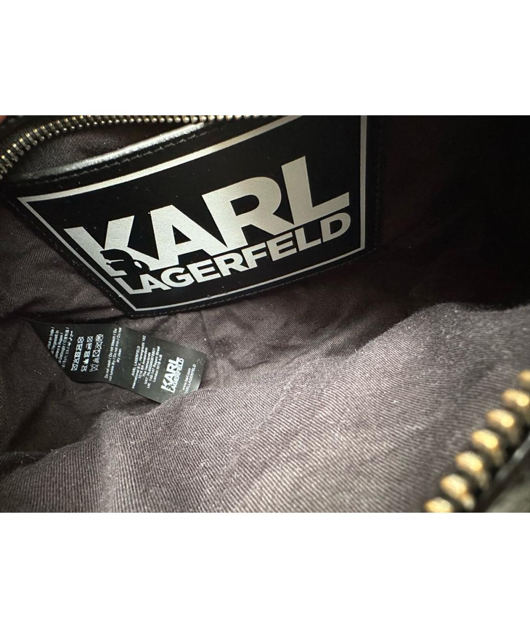 KARL LAGERFELD Черная кожаная сумка на плечо, фото 4