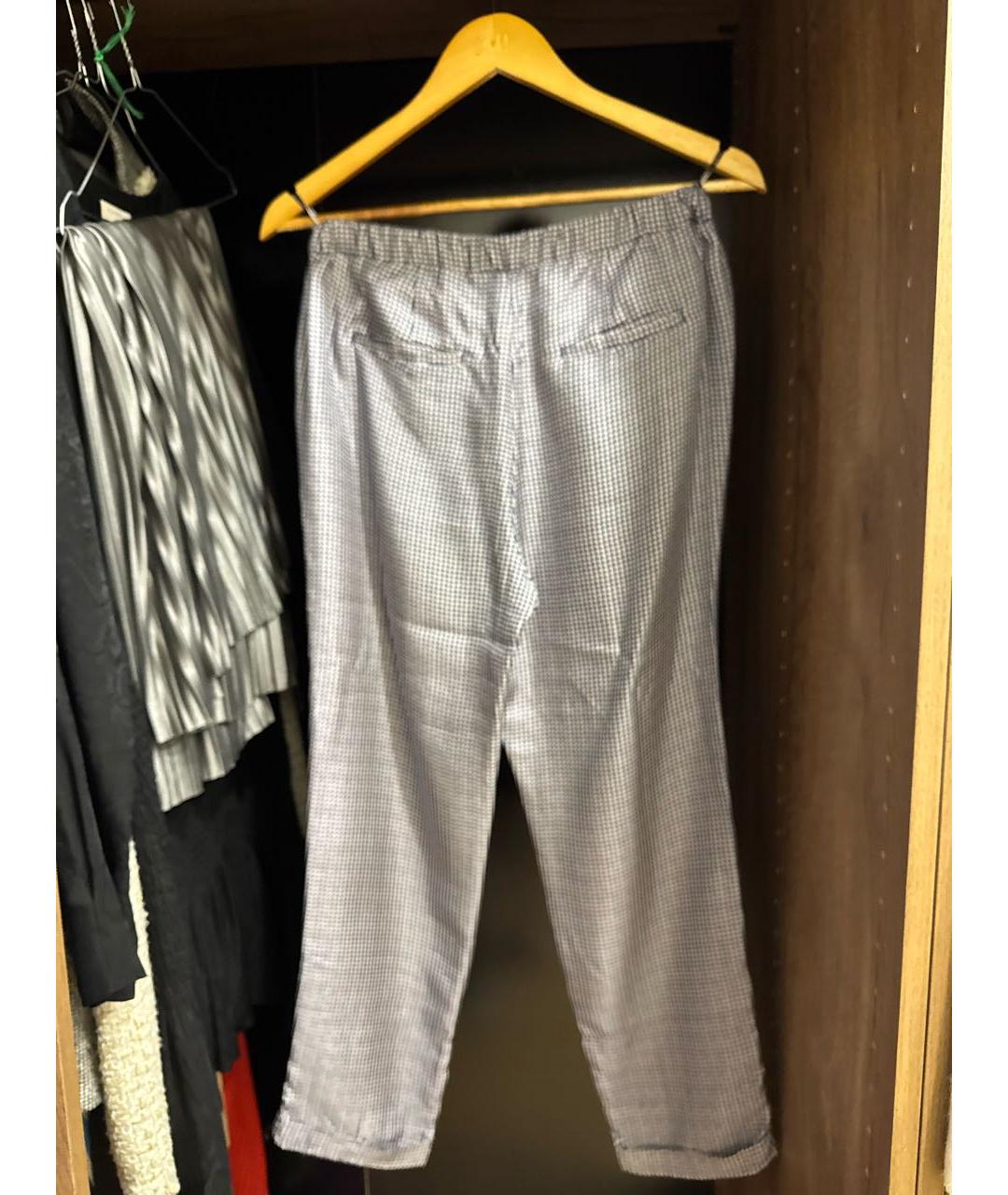 'S MAX MARA Синие шелковые прямые брюки, фото 2