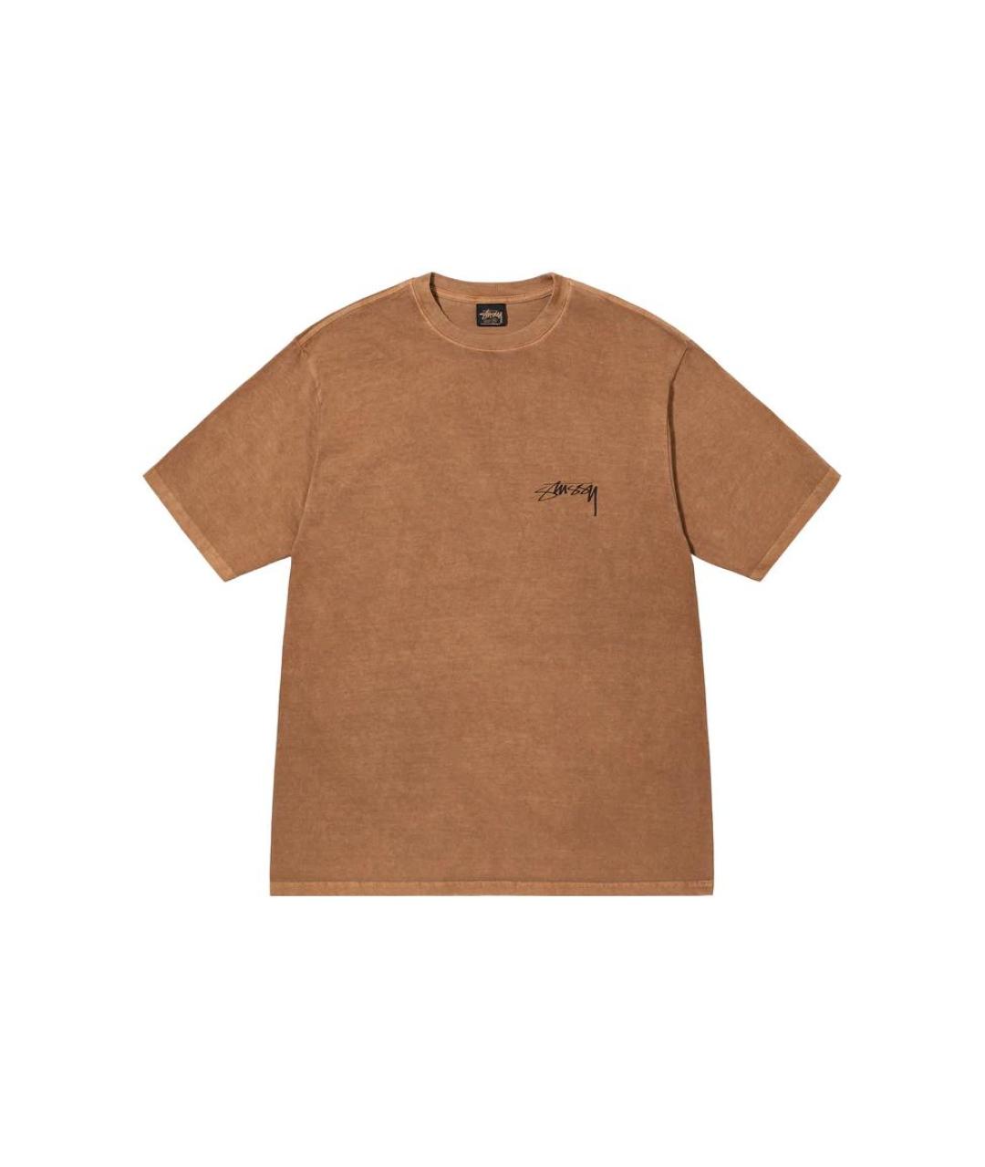 STUSSY Коричневая хлопковая футболка, фото 1