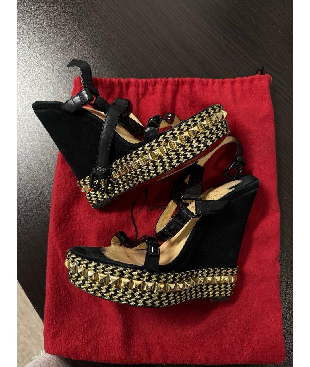 CHRISTIAN LOUBOUTIN Черные замшевые босоножки, фото 3