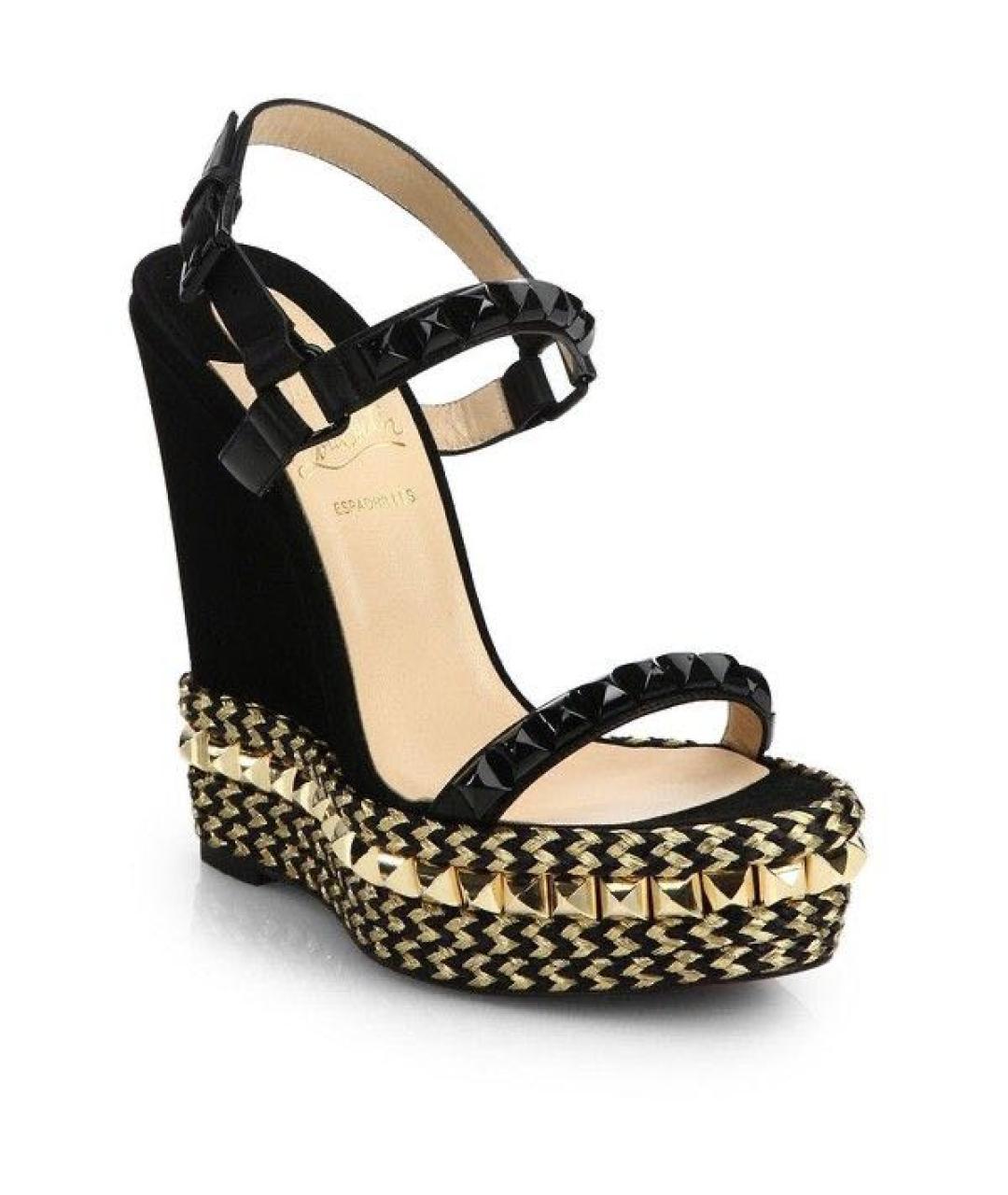 CHRISTIAN LOUBOUTIN Черные замшевые босоножки, фото 5