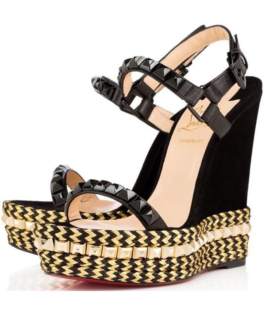 CHRISTIAN LOUBOUTIN Черные замшевые босоножки, фото 2