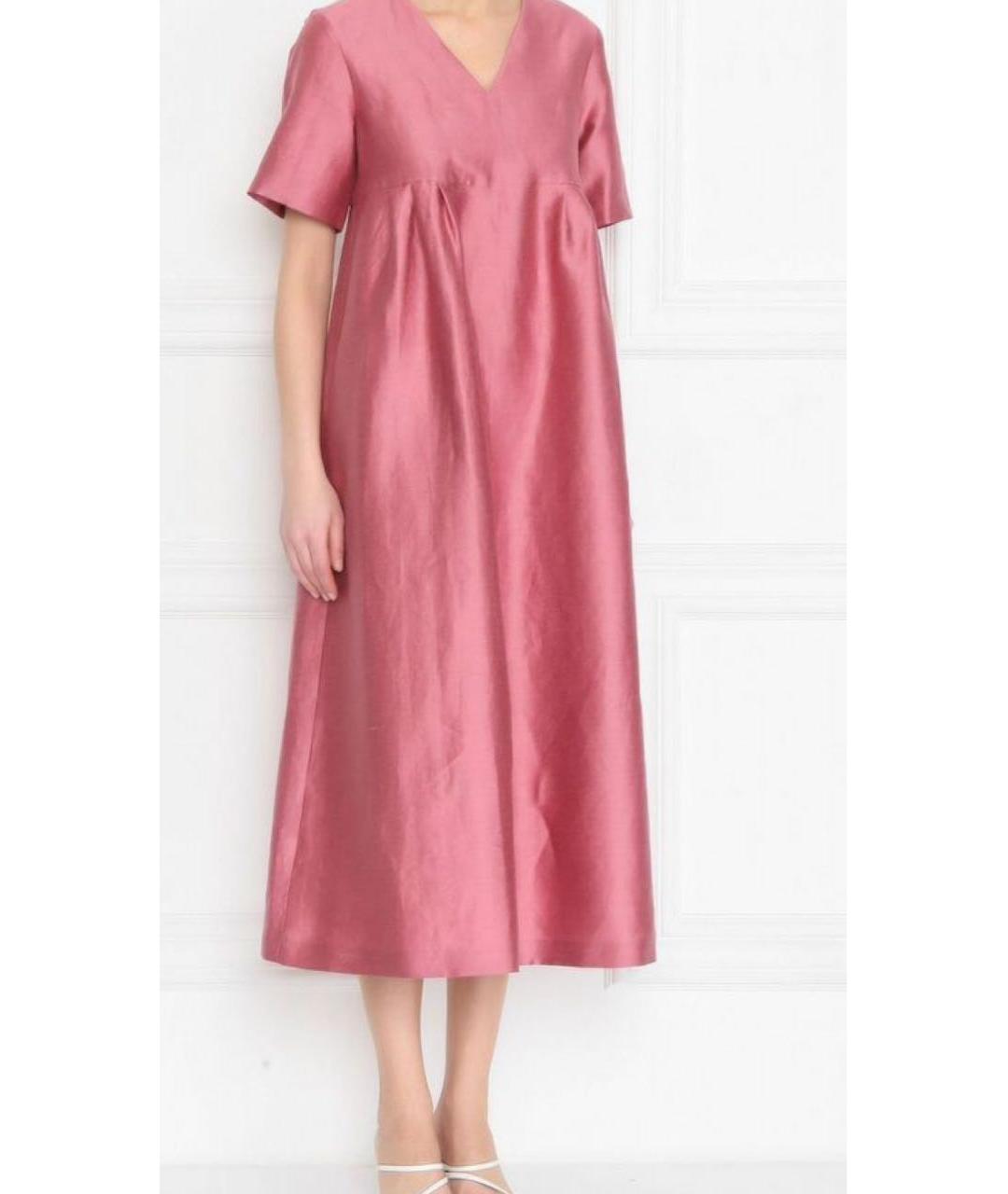 WEEKEND MAX MARA Розовое льняное повседневное платье, фото 5