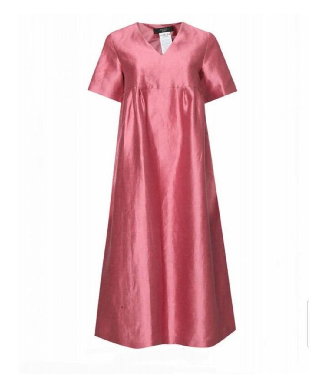 WEEKEND MAX MARA Розовое льняное повседневное платье, фото 7