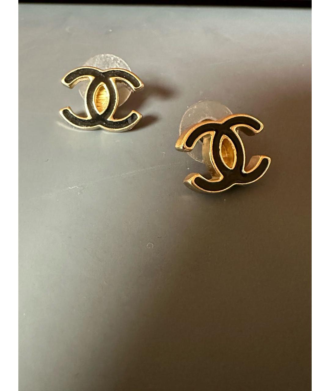 CHANEL Черные металлические серьги, фото 5