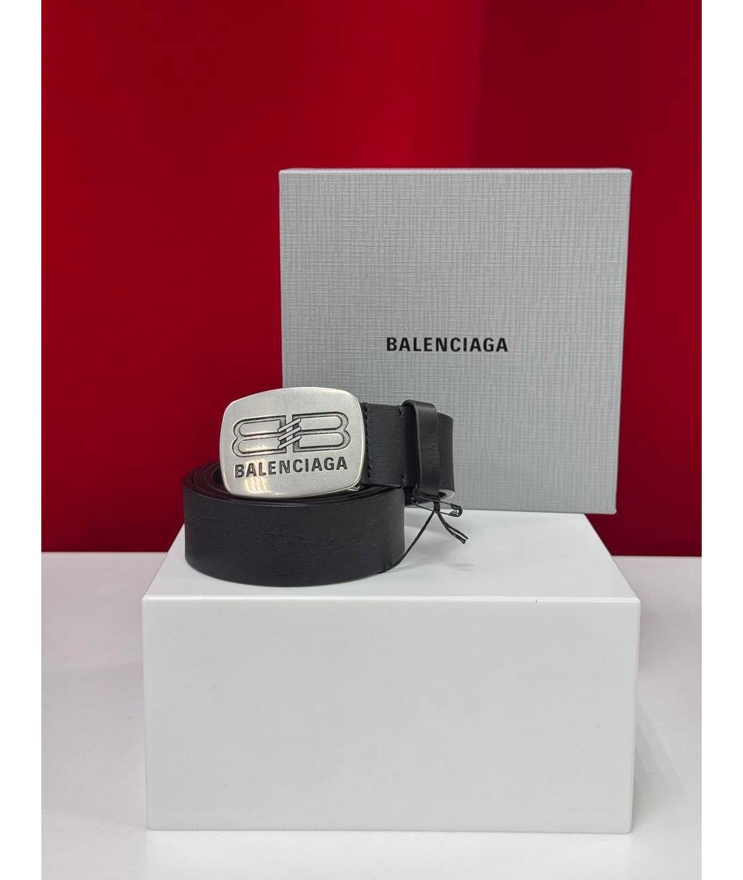 BALENCIAGA Черный кожаный ремень, фото 6