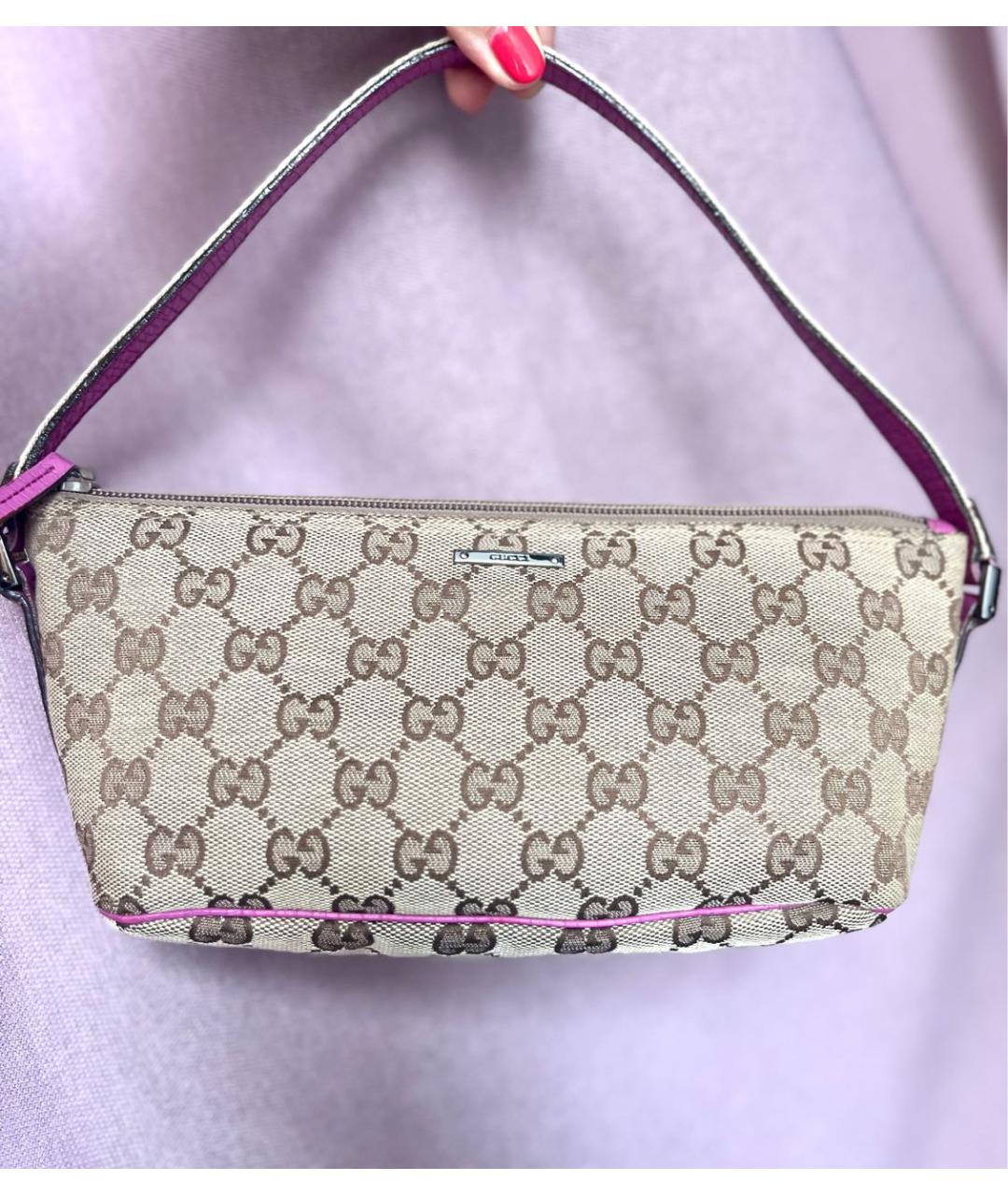 GUCCI Бежевая кожаная сумка с короткими ручками, фото 9