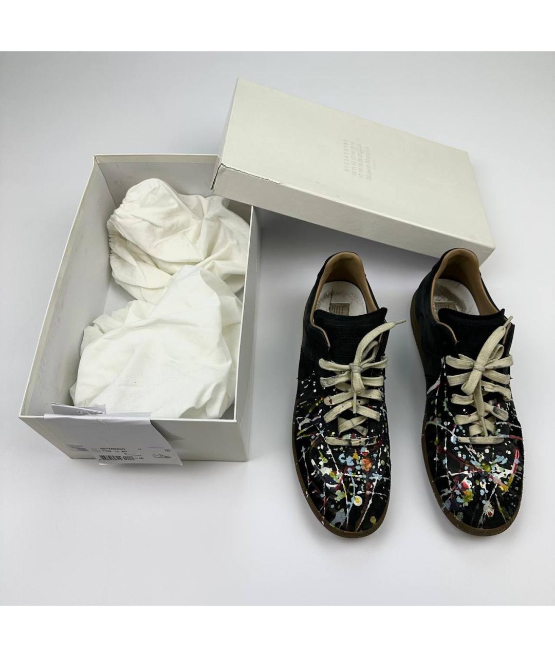 MAISON MARGIELA Темно-синие замшевые низкие кроссовки / кеды, фото 2