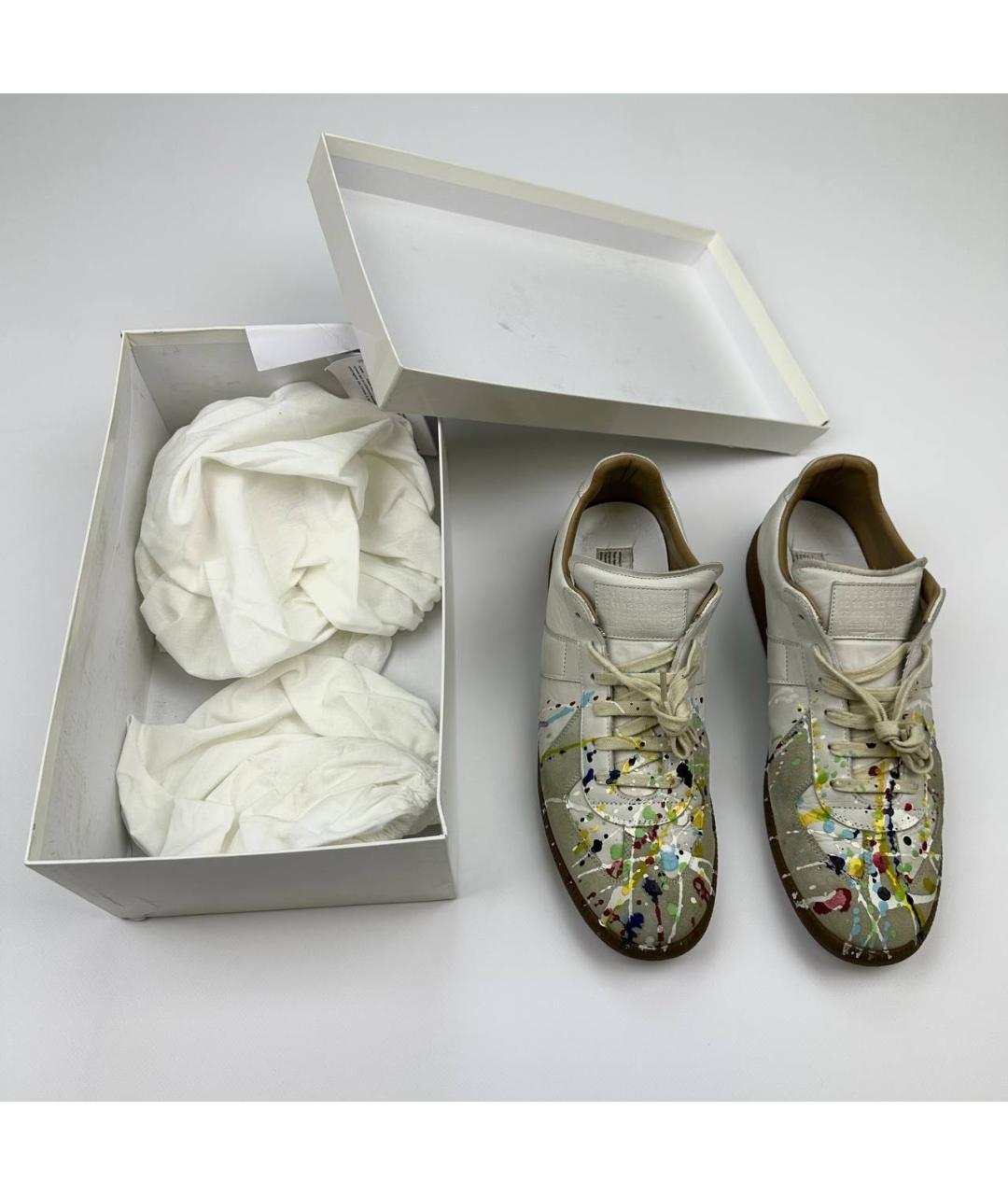 MAISON MARGIELA Бежевые замшевые низкие кроссовки / кеды, фото 2