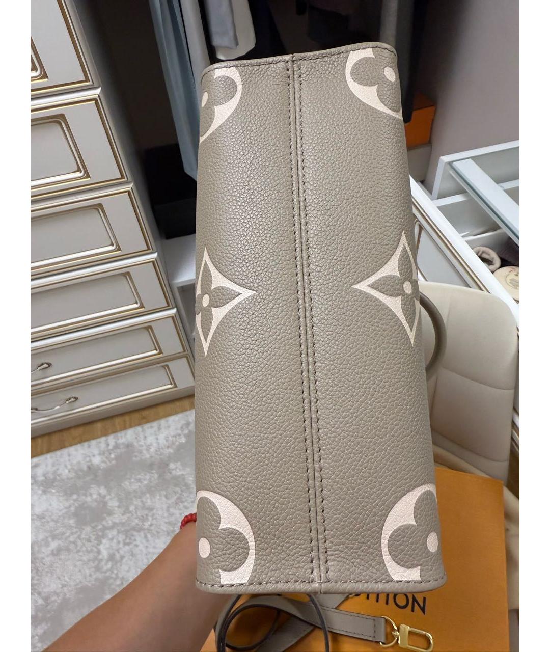 LOUIS VUITTON Бежевая кожаная сумка с короткими ручками, фото 6