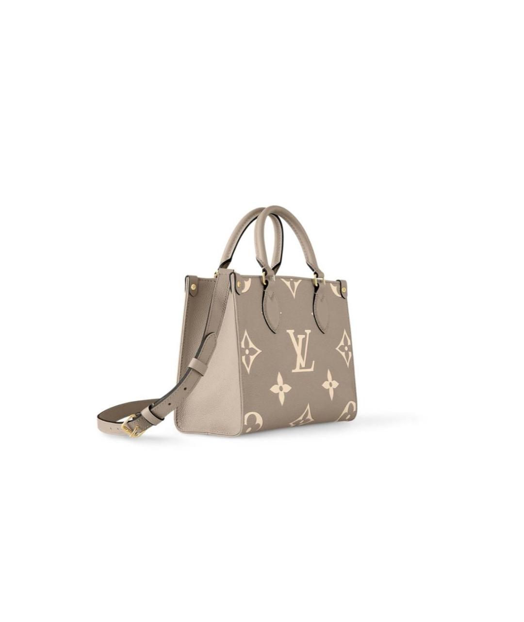 LOUIS VUITTON Бежевая кожаная сумка с короткими ручками, фото 2