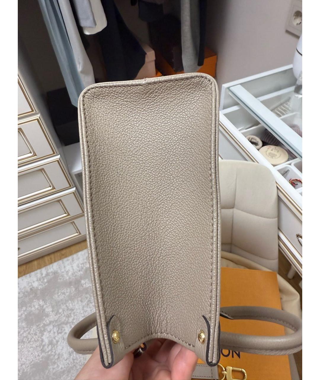 LOUIS VUITTON Бежевая кожаная сумка с короткими ручками, фото 7