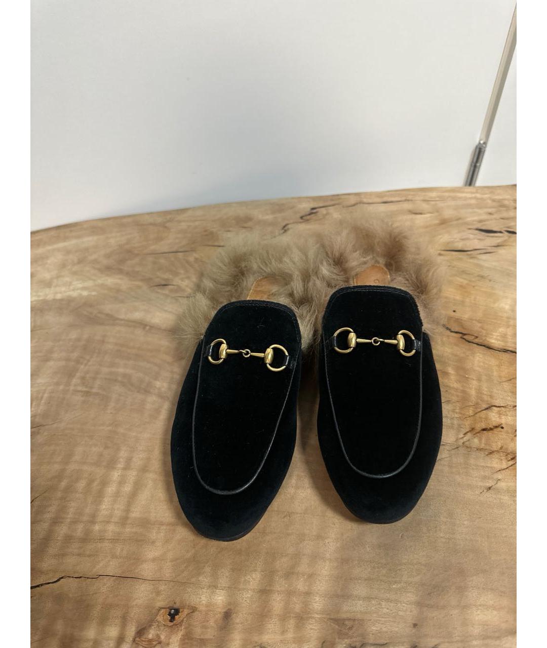 GUCCI Черные бархатные мюли, фото 2