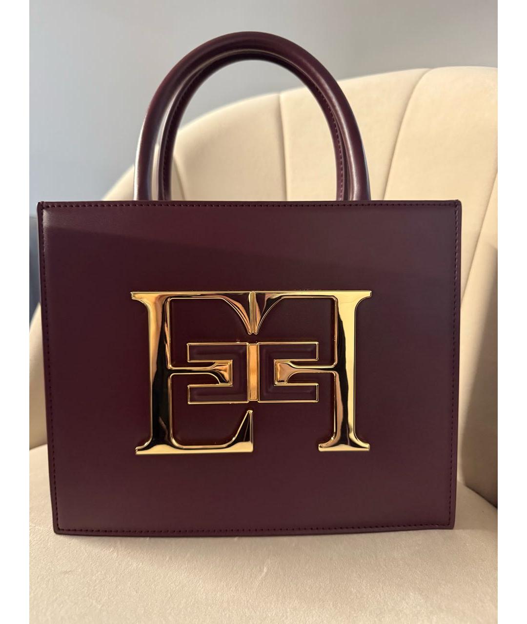 ELISABETTA FRANCHI Бордовая сумка с короткими ручками из искусственной кожи, фото 5