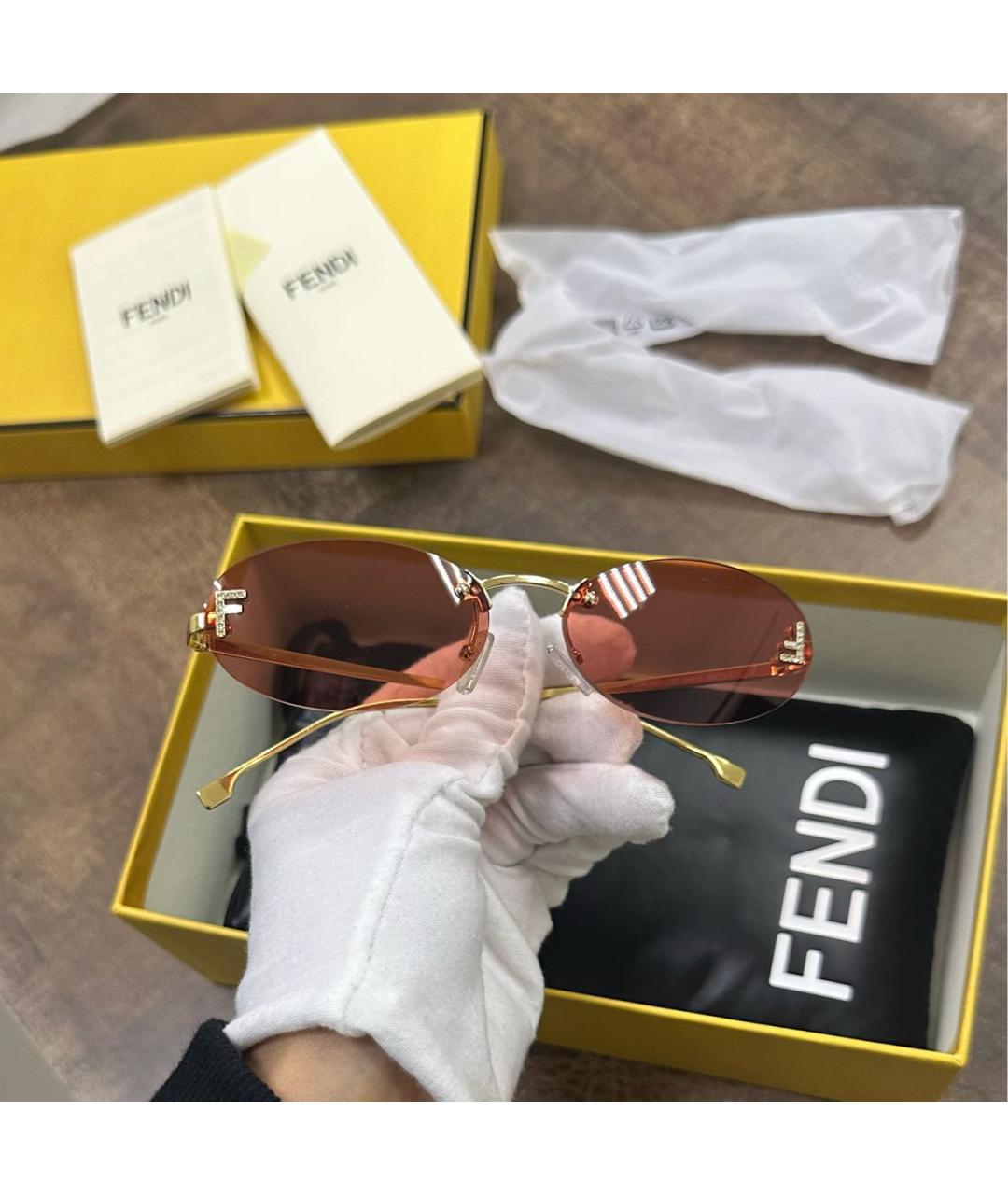 FENDI Коралловые металлические солнцезащитные очки, фото 7