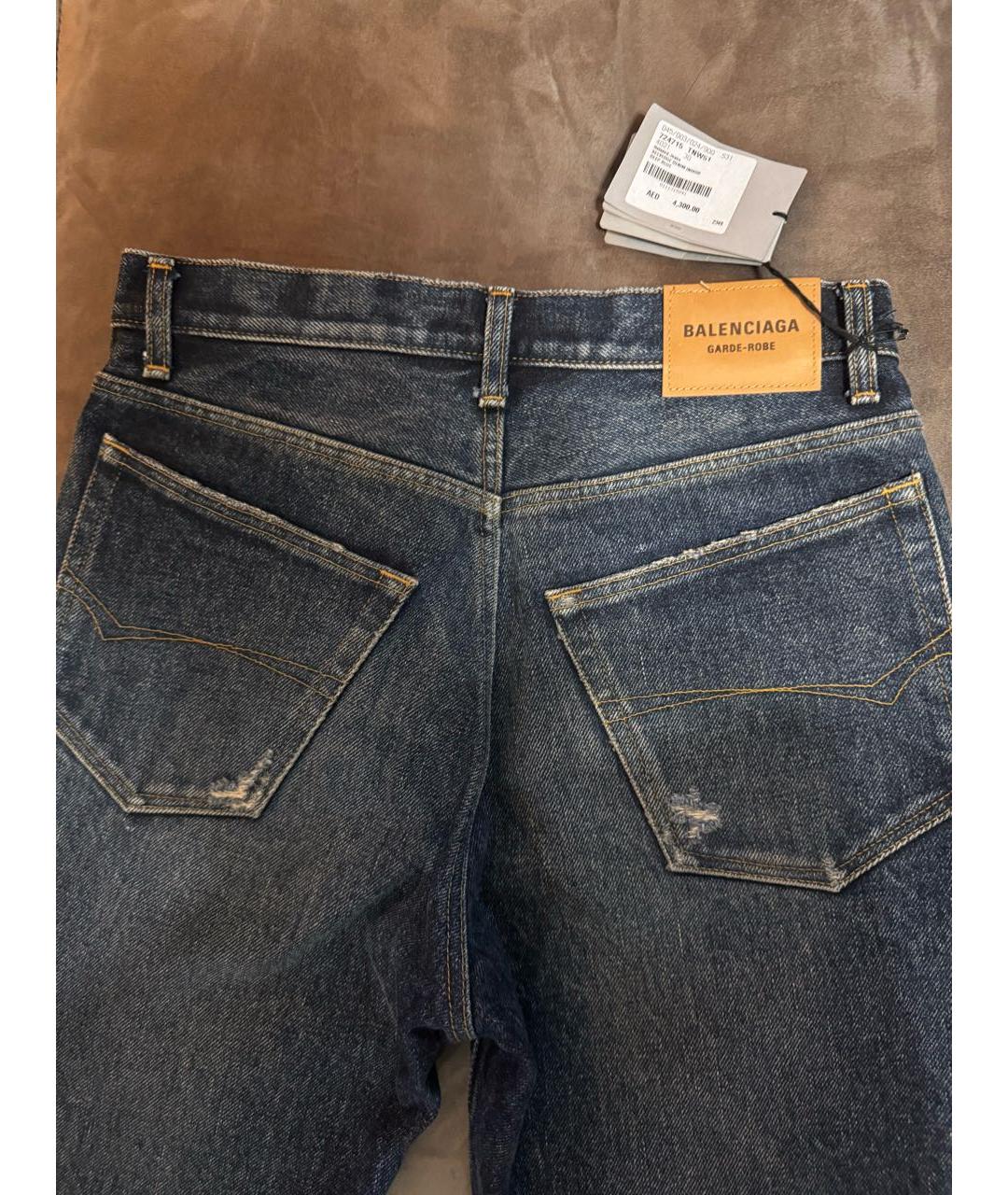 BALENCIAGA Темно-синие хлопковые прямые джинсы, фото 3