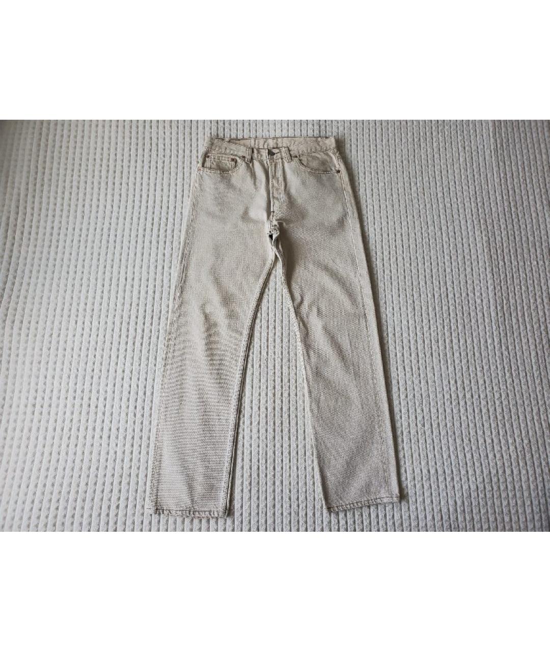 LEVI'S Бежевые хлопковые прямые джинсы, фото 2