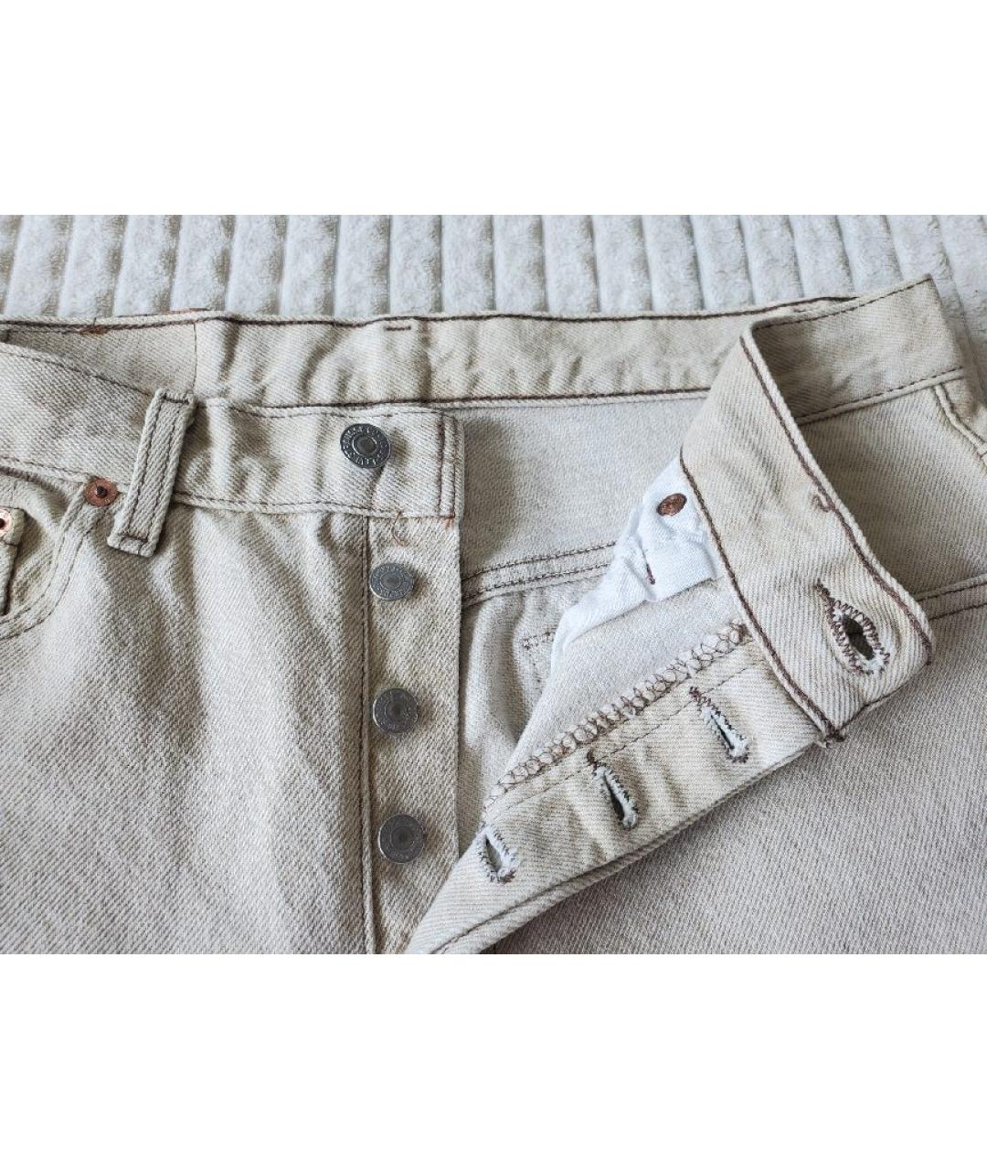 LEVI'S Бежевые хлопковые прямые джинсы, фото 4
