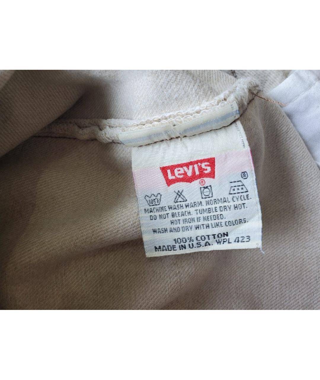 LEVI'S Бежевые хлопковые прямые джинсы, фото 6