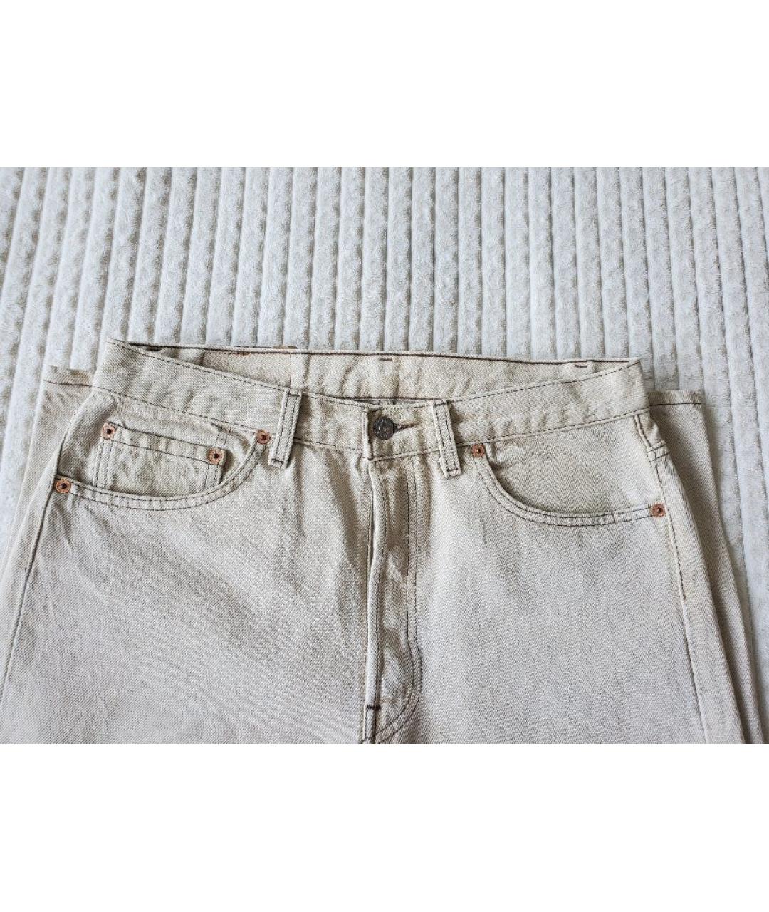 LEVI'S Бежевые хлопковые прямые джинсы, фото 3