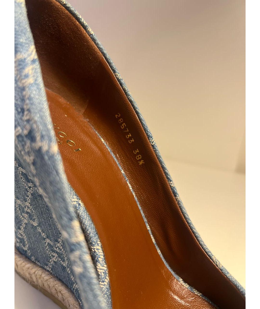 GUCCI Голубые текстильные туфли, фото 5
