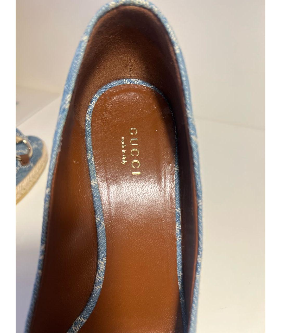 GUCCI Голубые текстильные туфли, фото 6