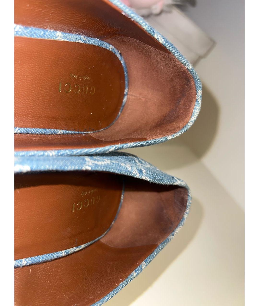 GUCCI Голубые текстильные туфли, фото 7