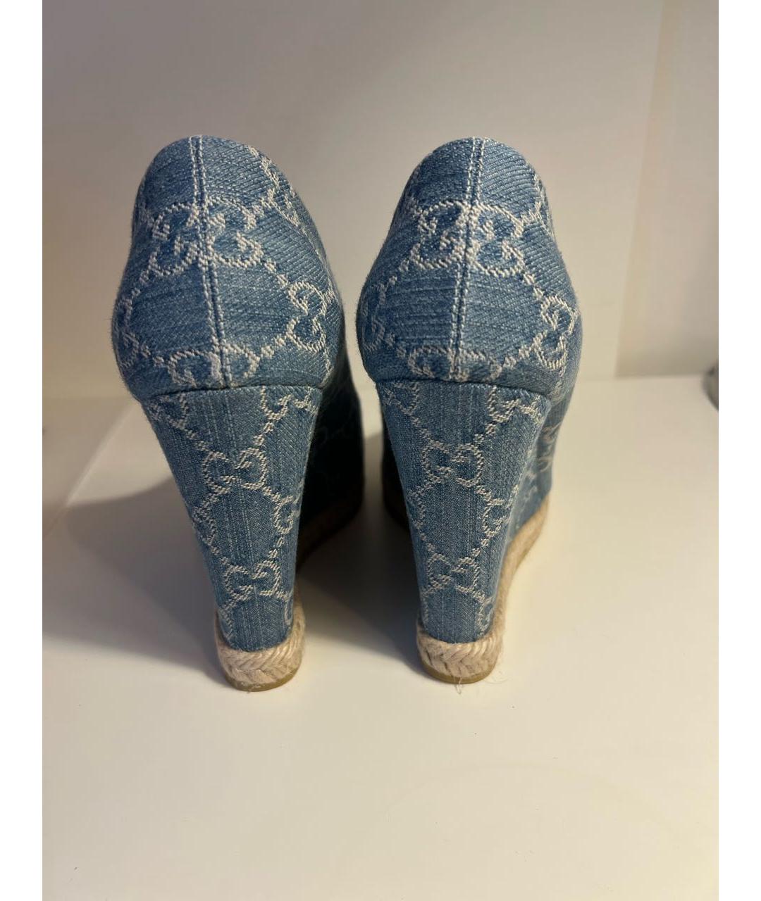 GUCCI Голубые текстильные туфли, фото 4