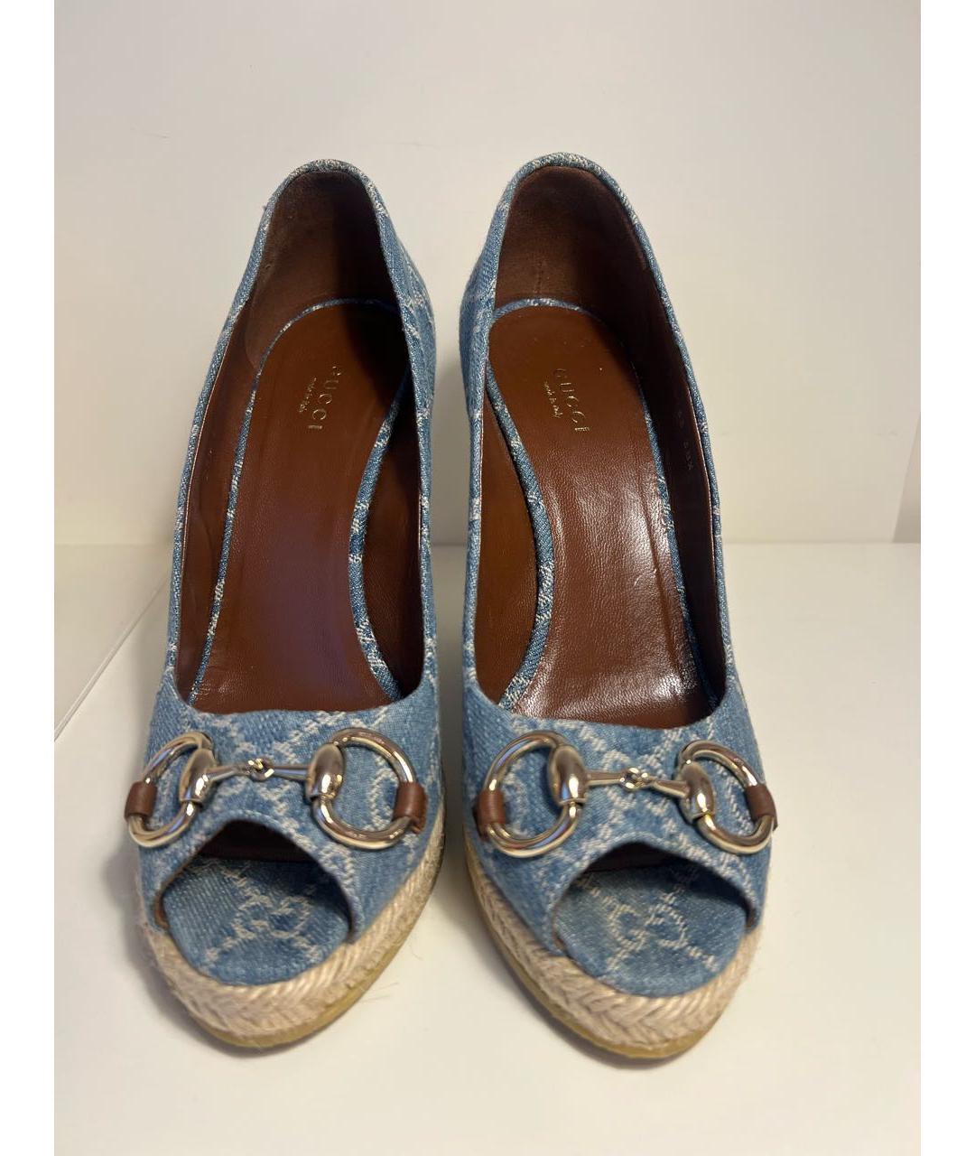 GUCCI Голубые текстильные туфли, фото 2