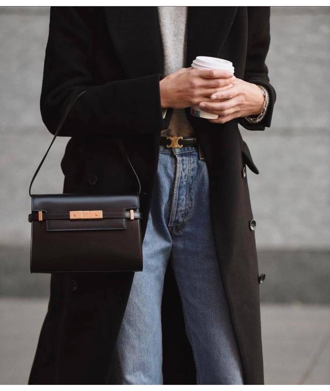SAINT LAURENT Черная кожаная сумка через плечо, фото 3
