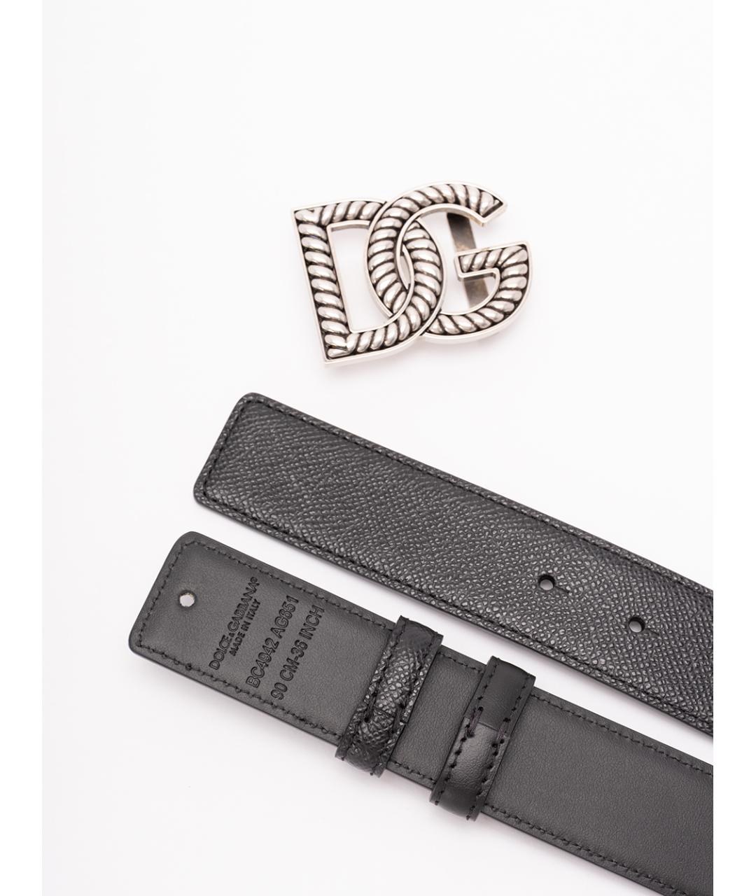 DOLCE&GABBANA Черный кожаный ремень, фото 3