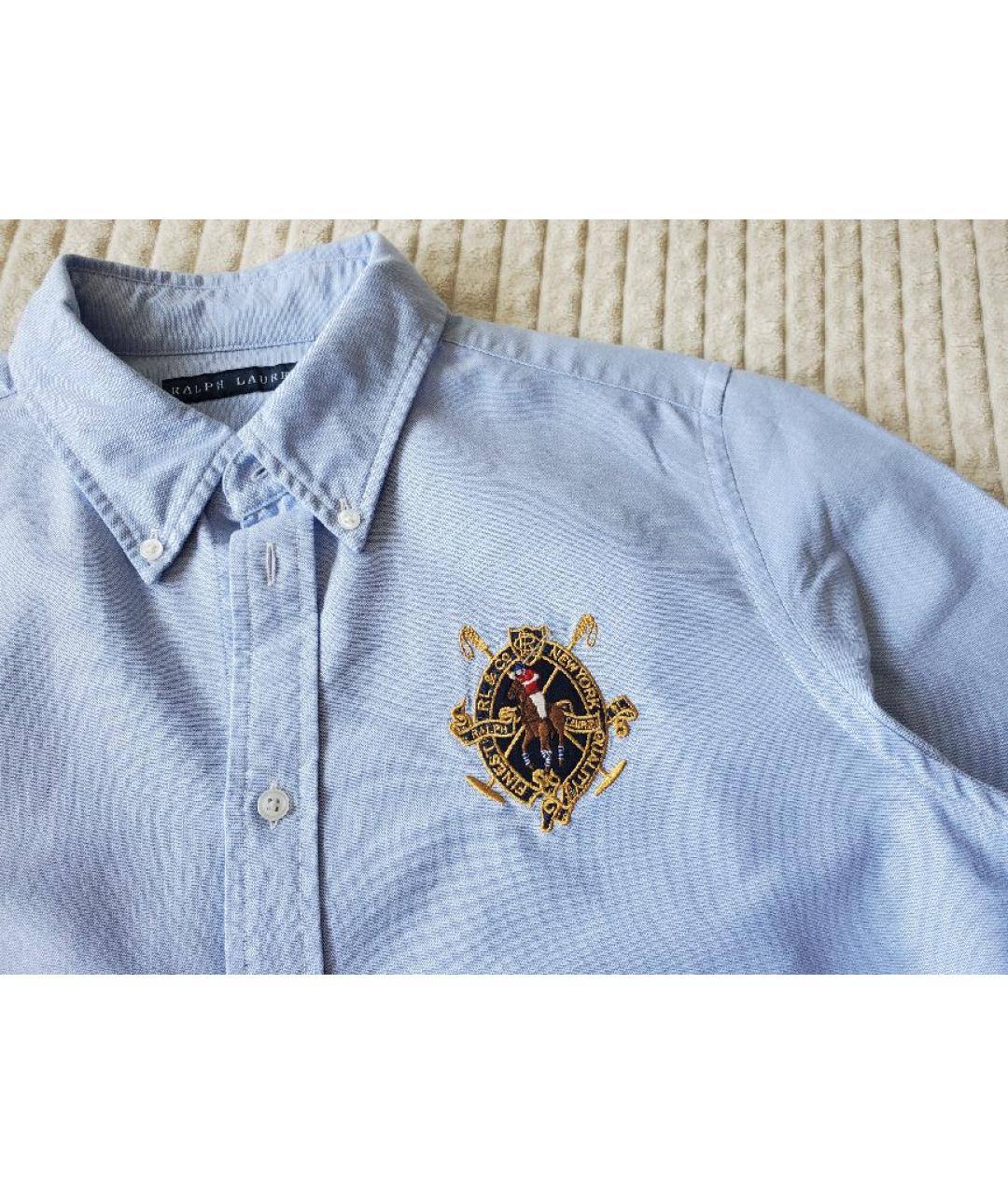 RALPH LAUREN Голубая хлопковая классическая рубашка, фото 2