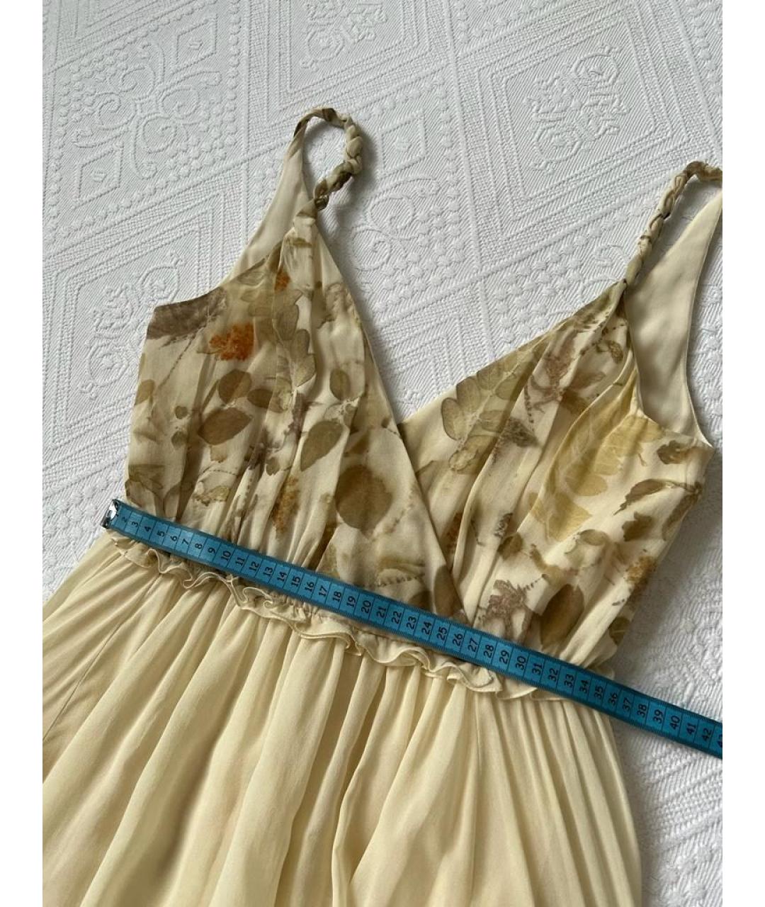 CHRISTIAN DIOR Бежевое шелковое повседневное платье, фото 5
