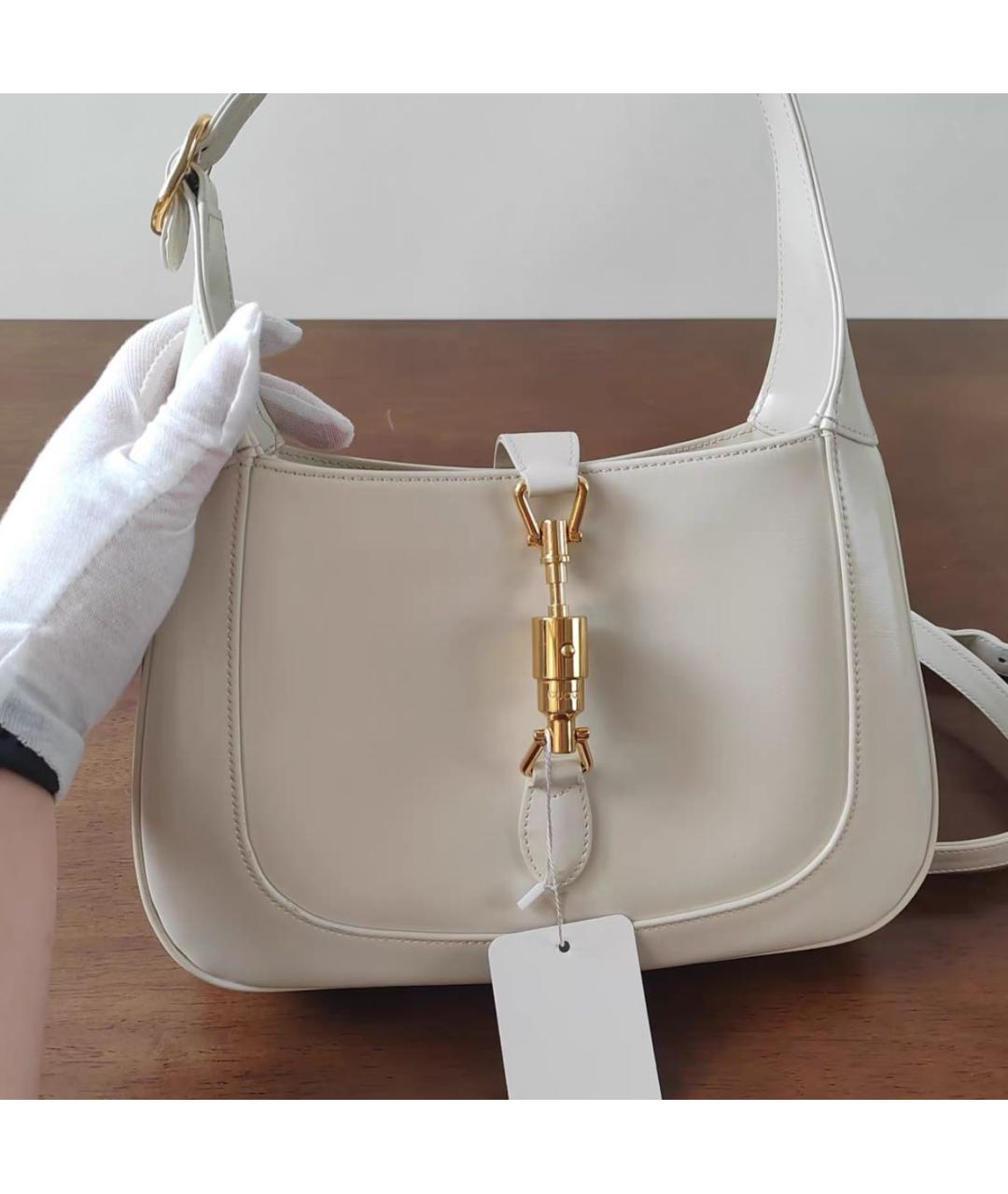 GUCCI Белая кожаная сумка с короткими ручками, фото 8