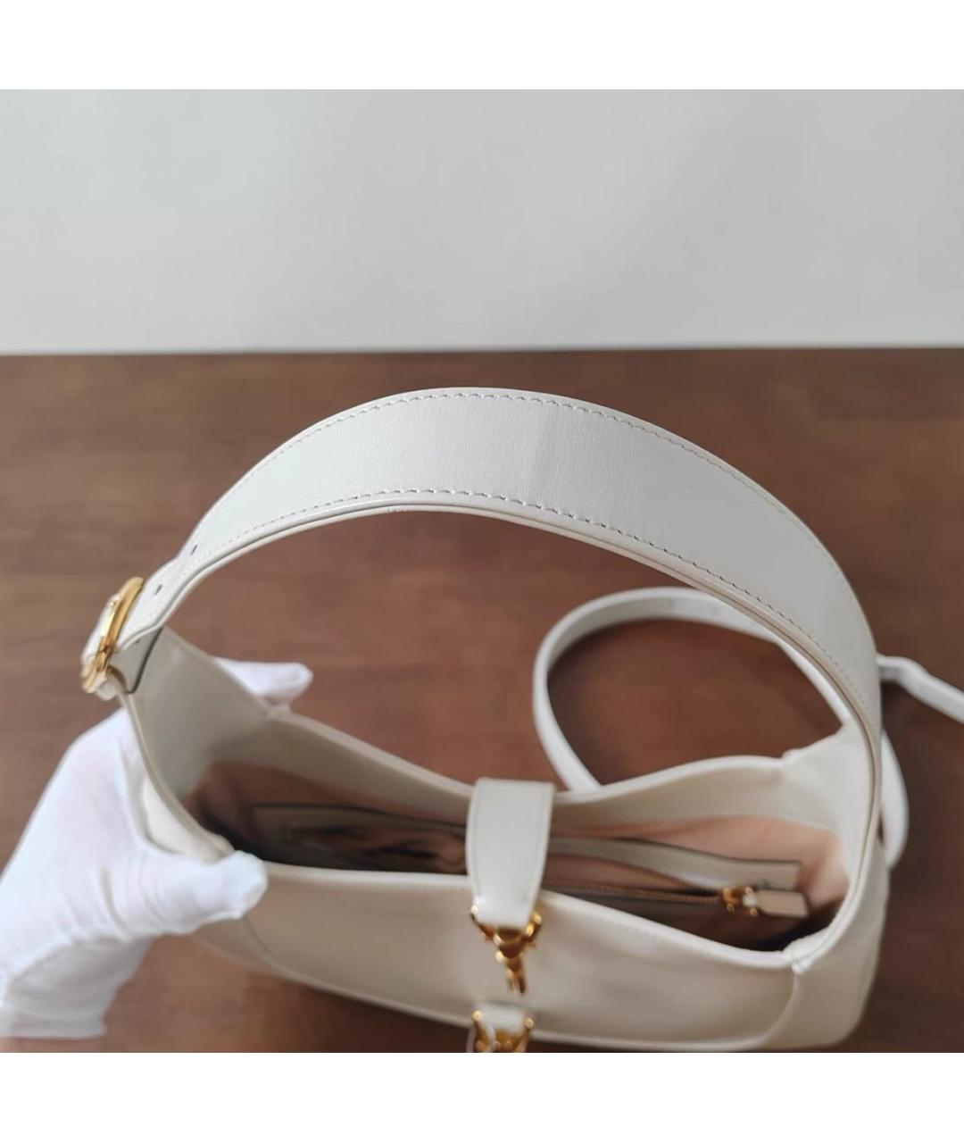 GUCCI Белая кожаная сумка с короткими ручками, фото 5