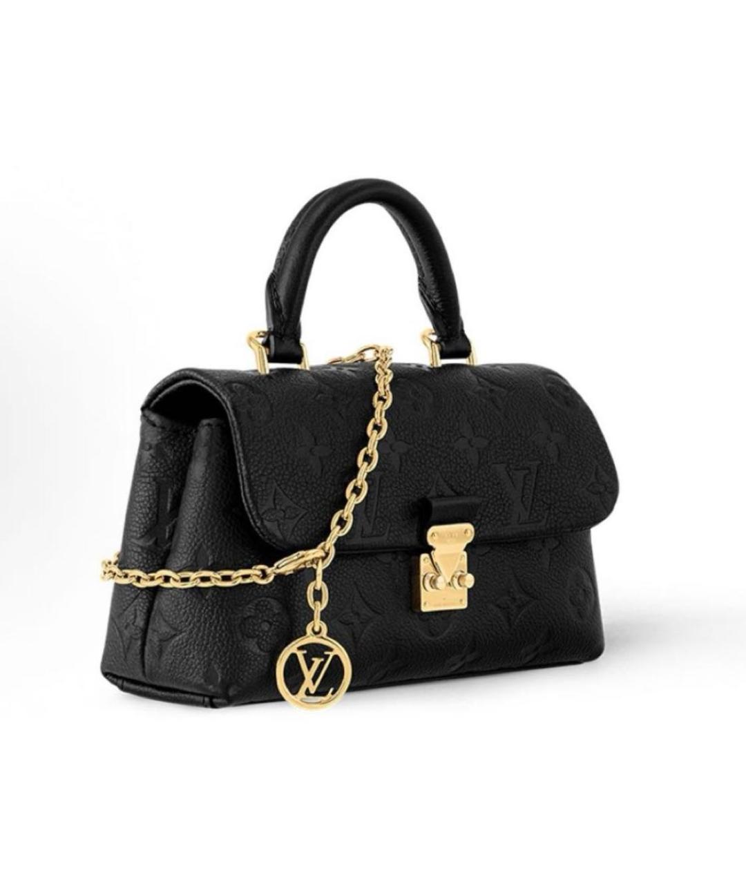 LOUIS VUITTON Черная кожаная сумка с короткими ручками, фото 2