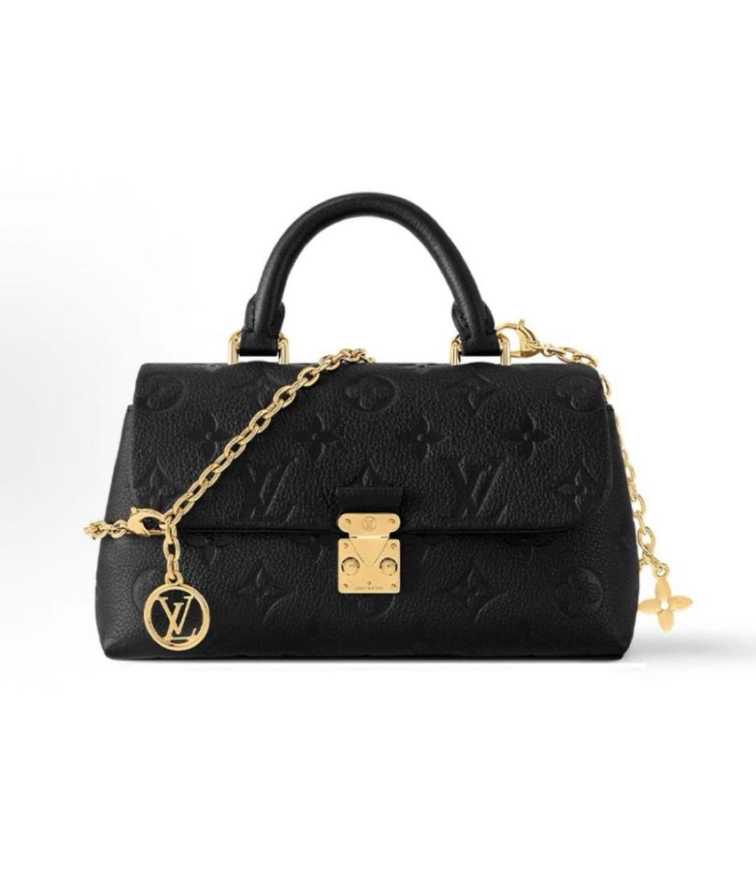 LOUIS VUITTON Черная кожаная сумка с короткими ручками, фото 6