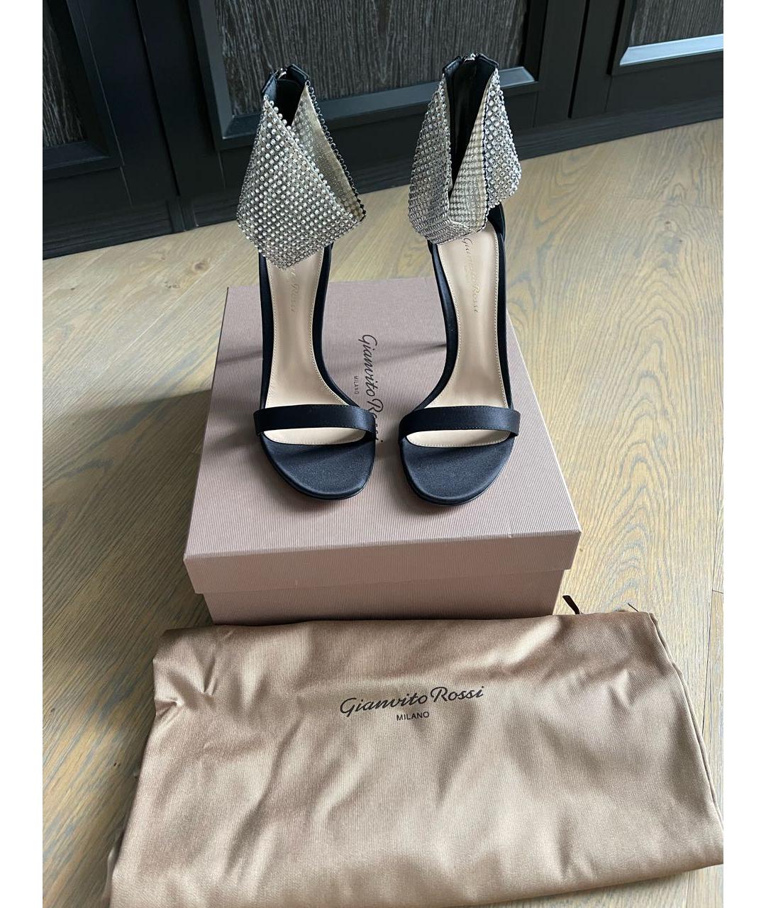 GIANVITO ROSSI Черные текстильные босоножки, фото 3
