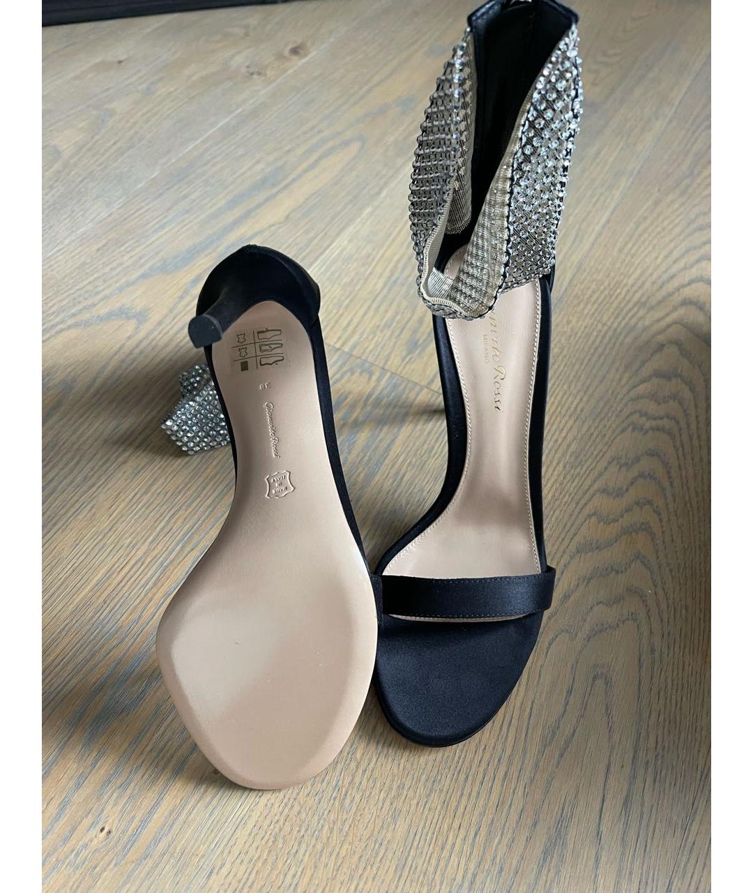 GIANVITO ROSSI Черные текстильные босоножки, фото 4